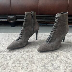 Suede pointed toe ankle boots